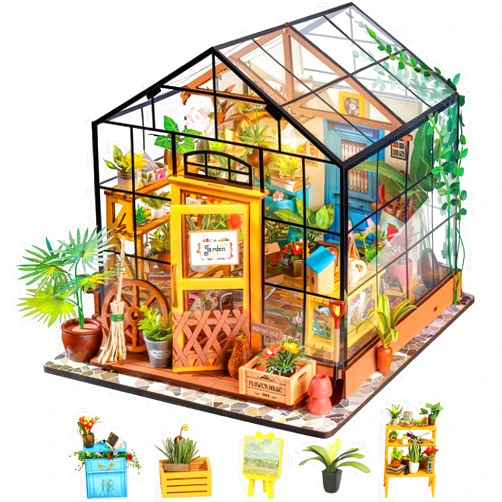 Rolife DIY Dollhouse Room Kit-Handmade Diorama Home Decoration-Miniature Model to Build-Christmas Birthday Gifts for Boys Girls Women Friends (Cathy's Flower Green House)
