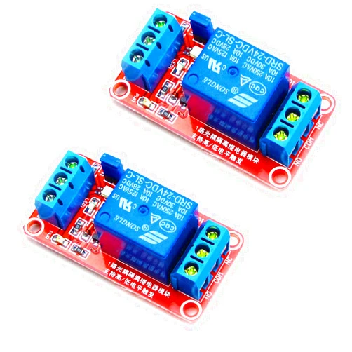 HiLetgo 2pcs DC 24V 1 Channel Relay Module with OPTO Isolation Support High or Low Level Trigger