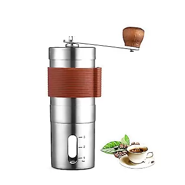Lagui Portable coffee grinder-thick 304 stainless steel body with black porcelain movement and food grade non-slip silicone-4.9