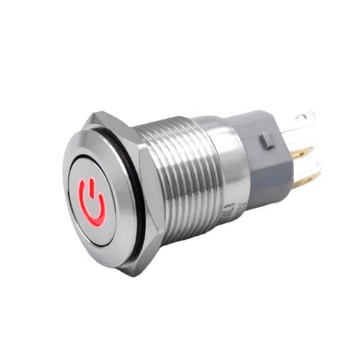 UHXRUY 16mm Momentary Push Button Switch On Off Stainless Steel with 12/24/110/220V LED Angel Eye Head for 16 0.63