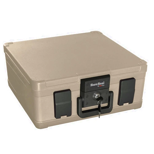 FireKing SureSeal Fire Safe with Key Lock, 1 Half Hour Fire Rated, UL Rated & Water Resistant Home Safe, Fire Safe Storage, Portable Home Safes, Made in the USA, Taupe