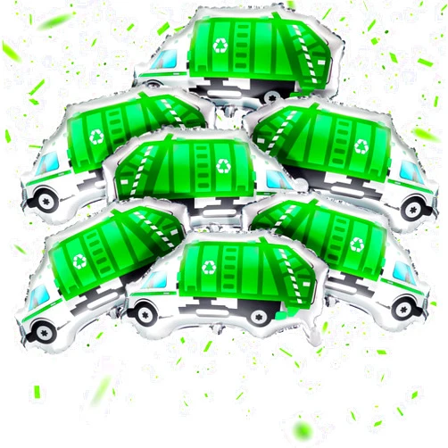 Sumind 12 Pack Garbage Truck Foil Balloon Trash Truck Birthday Party Decoration Trash Waste Management Recycling Green Foil Balloon Baby Shower Party Favor Supplies