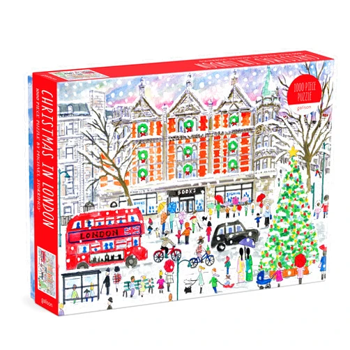 Galison Michael Storrings Christmas in London – 1000 Piece Puzzle Fun and Challenging Activity with Bright and Bold Artwork of The London Holiday Season for Adults and Families