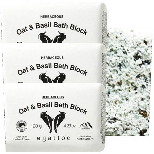 EGATTOC Bath Bombs for Women, Pack of 3, Oat & Basil Bath Fizzies with Essential Oils & Sea Salt, Moisturizing Bath Block for Dry Skin Relief, Natural Aromatherapy Home Spa Gift, Green Citrus Scent