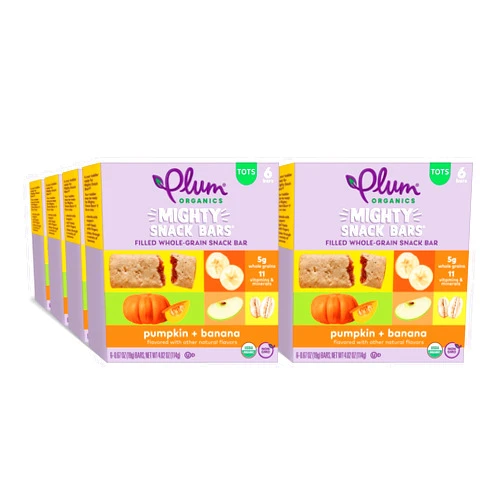 Plum Organics Mighty Snack Bars - Pumpkin and Banana - 0.67 oz Bars (Pack of 48) - Organic Fruit and Vegetable Toddler Food Snack Bars