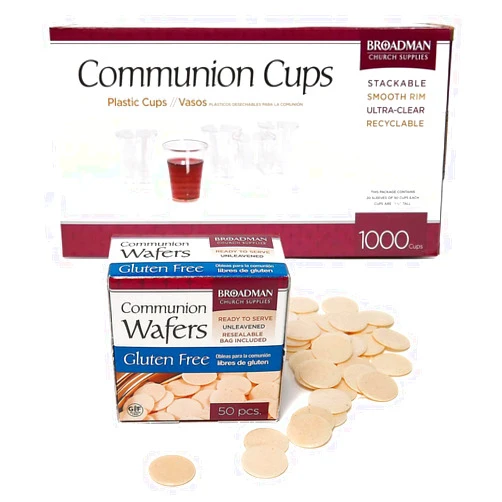 Broadman Church Supplies Plastic Communion Cup 1,000 Count and Gluten Free Wafer, 50 Count Value Bundle