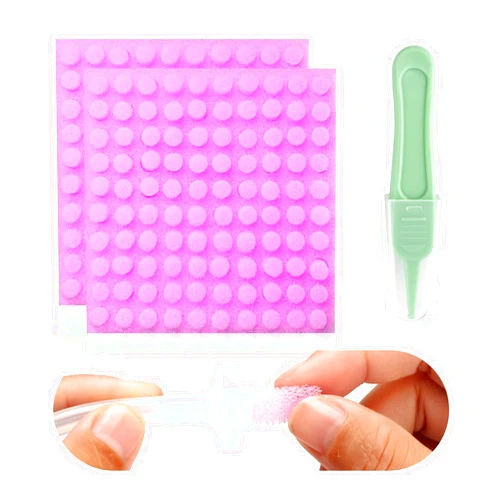 Qunlions life Replacement for Nosefrida Nasal Aspirator Filters, 200-Pack of Premium Nasal Aspirator Hygiene Sponges, with Nose Cleaning Tweezers (Red,200 Count)