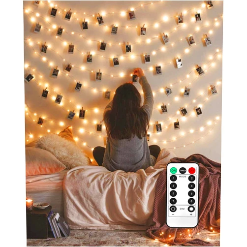 LECLSTAR 50 LED Photo Clips String Lights, 17ft with Remote - 8 Modes Fairy Lights to Clip on Pictures, Photos, Cards