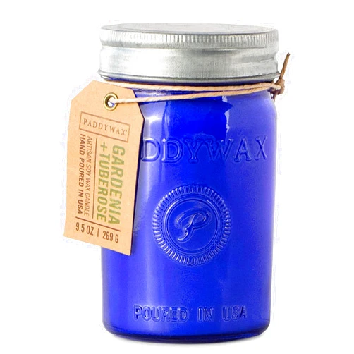 Paddywax Scented Candles Relish Collection Soy Wax Artisan Candle in Glass Jar with Lid, 9.5-Ounce, Gardenia + Tuberose