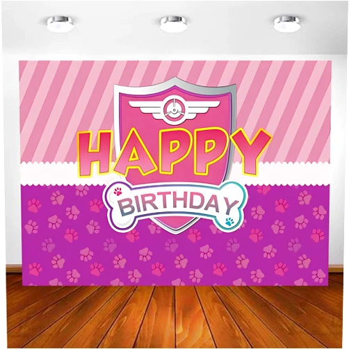 Generic Dog Paw Birthday Backdrop Banner Decor Paw Print Photography Background Boys Children Boys Cartoon Dog Birthday Party Photography Prop Booth 7x5 ft