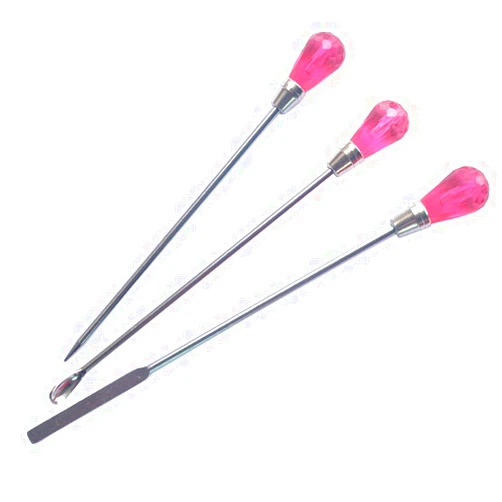 Luzen 3Pcs Nail Art Stirring Spoon Spatula Needle Stick Nail Manicure Stirring Rods DIY Tools for Acrylic Powder Liquid Mixing UV Gel Dotting Rhinestone Nail Art Tools Kit for Salon and Person Use, Rose Red