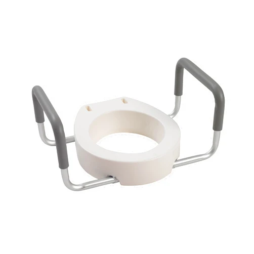 Drive Medical 12402 Premium Raised Toilet Seat with Removable Metal Arms, Standard Seat, White