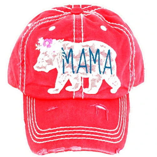 KBETHOS Hats Women's Mama Bear Lace Washed Vintage Baseball Hat Cap