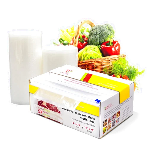 V Vesta Precision Vacuum Sealer Roll (8” x 75’ and 11” x 75’) Keeper with Cutter - Premium Seal Bags for Food Saver, Ideal for Meal Prep, Sous Vide, and Storage, Vesta Precision