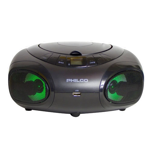 Philco Portable Bluetooth Boombox CD Player with AM FM Radio and USB Playback | Fun Lights |Stereo Sound | CD Player is Compatible with MP3/WMA/CD-R/CD-RW CDs | 3.5mm Aux Input | AC/Battery Powered