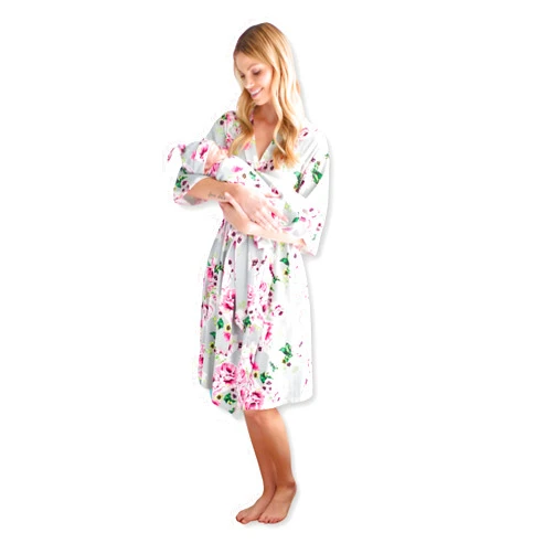 Baby Be Mine Maternity Robe & Swaddle Set – Mommy and Me Hospital Outfits, Labor Delivery Gown, Matching Newborn Hospital Set