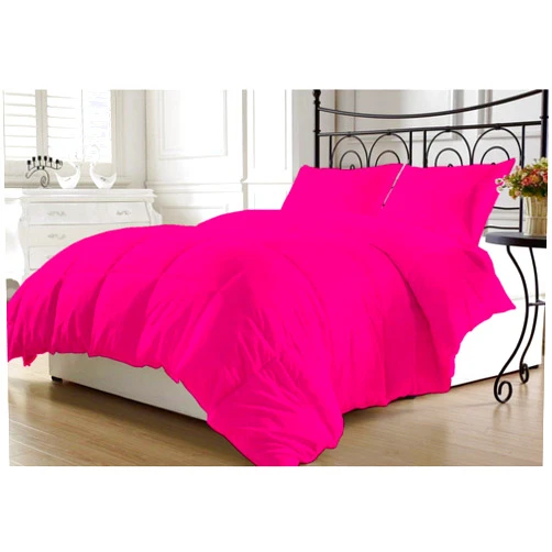 LINEN CLUB BEDDING Soft Comfortable 400 Thread Count 8Pcs Set | 1Pc Comforter | 4Pc Sheet Set | 3Pc Duvet Set | - 400 GSM Microfiber Fill - 100% Cotton Solid - Hot Pink - Queen