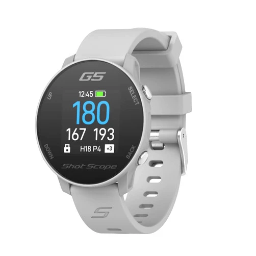 Shot Scope Technologies Shot Scope G5 GPS Golf Watch | F/B/M Dynamic Yardages to Green | Distances to Doglegs/Layup Points | Includes 2 Watch Straps (Gray)