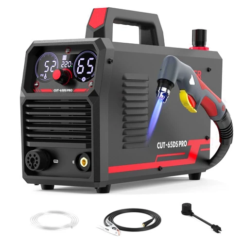 YESWELDER Plasma Cutter 65Amp Non-High Frequency Non-Touch Pilot Arc, Digital Display DC Inverter 110/220V Dual Voltage Blowback Plasma Cutting Machine CUT-65DS PRO