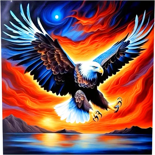 MOMDEDP Eagle Diamond Art Kits for Adults, Lake Diamond Painting Kits for Beginners, DIY 5D Full Drill Crystal Rhinestone Gem Art Craft Home Decor 12x12Inch