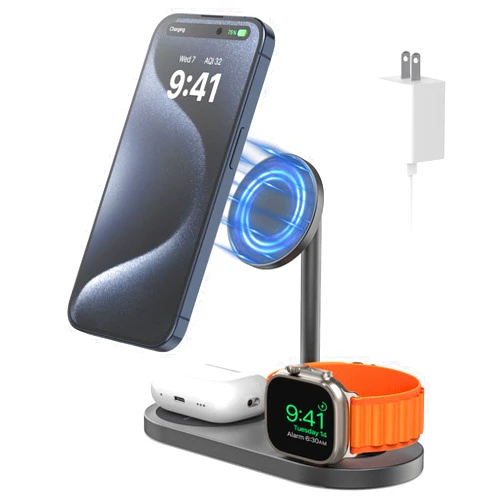 KU XIU KUXIU X23 PRO 3 in 1 Magnetic Wireless Charging Stand for iPhone, AirPods, Apple Watch & Qi Smartphone, Wireless Charging Station for iPhone 15/14/13/12, Apple Watch 9/Ultra/8/7, AirPods 3/2/Pro/Pro 2