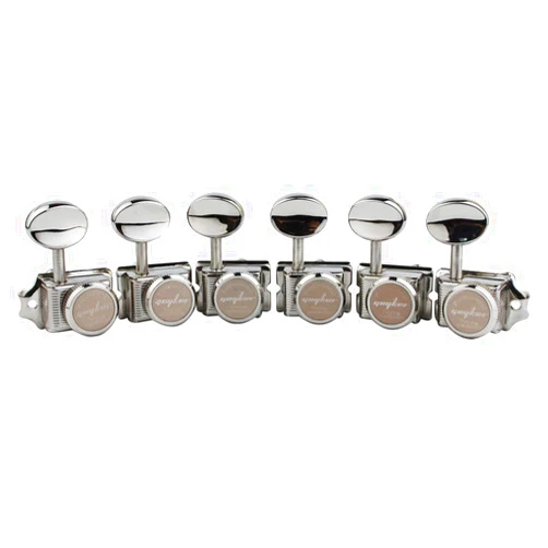 Guyker 6 Inline Vintage Guitar Lock String Tuners – Locking Tuning Key Pegs Machine Heads Replacement Parts for ST TL Style Electric, Folk or Acoustic Guitars – Nickel