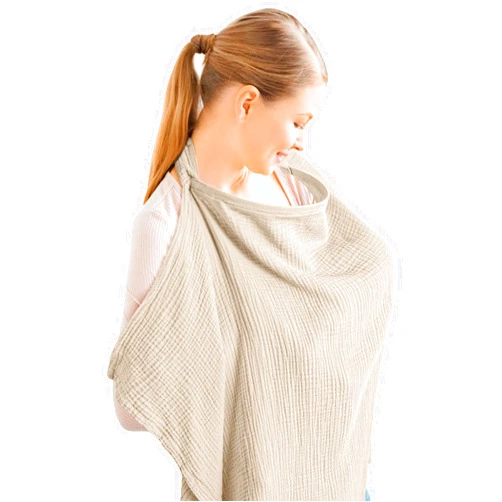 Konssy Muslin Nursing Cover for Baby Breastfeeding, Breathable 100% Cotton Breastfeeding Cover with Rigid Hoop for Mother Nursing Apron, Multi-use Carseat Canopy (Summer Wheat)