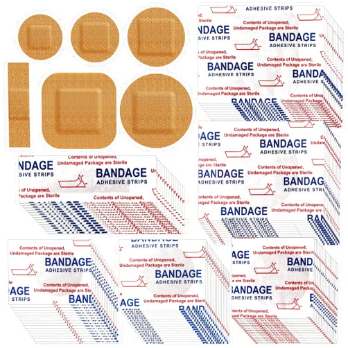 Weewooday 300 Pcs Small Bandage Bulk Nose Bandage Fabric Adhesive Bandages Flexible Breathable Bandages Fabric Bandages for Small Wound Protection Care (0.34 x 1.6, 0.87, 0.94, 1.06, 1.38, 1.5 Inch)