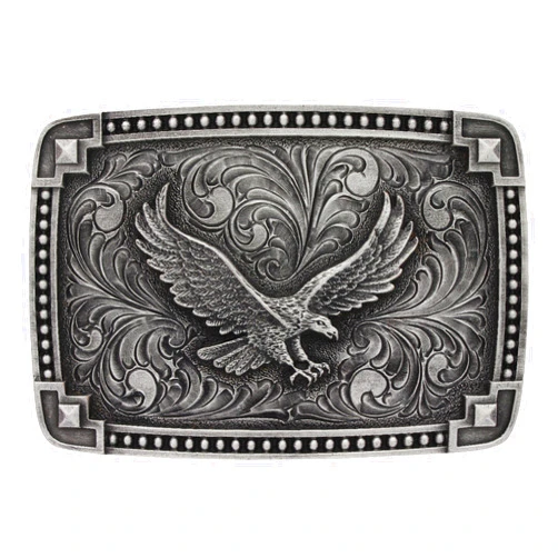 Montana Silversmiths Soaring Eagle Collection Attitude Buckle (Tied At The Corners - Antiqued Silver)
