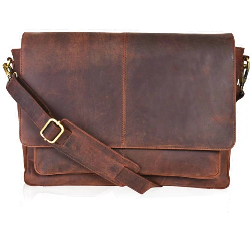 Oak Leathers Leather Messenger Bag for Men and Women - Laptop Briefcase Bag For College, Office, Adjustable Shoulder Strap