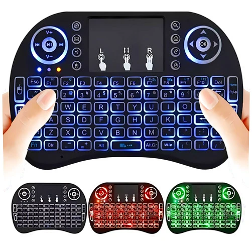 WirelessFinest Wireless Mini Keyboard Remote Control Touchpad Mouse Combo Controller with RGB Backlit for Android TV Box Smart TV with OS+USB PC Computer Laptop Window OS HTPC Home Theater PC + USB 2.4GHz Dongle