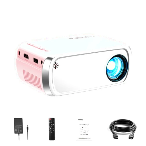 Ksbaby Portable Projector, ksbaby Outdoor Projector, LED Aesthetic Video Mini Projector for Outdoor Portable Movies Compatible with HDMI, USB, Laptop, TV Stick, iOS and Android Phone