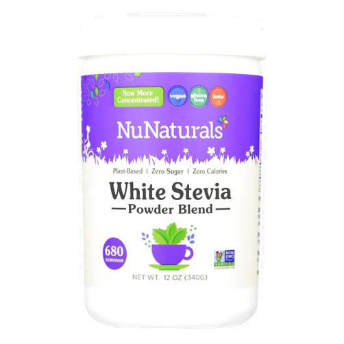 NuNaturals White Stevia Powder, Plant-Based Sugar Substitute, Zero Calorie Sweetener, 12 oz