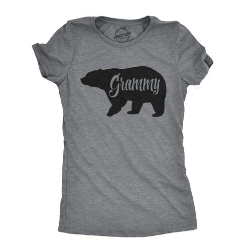 Crazy Dog T-Shirts Womens Grammy Bear T Shirt Cute Family Matching Funny Cool Graphic Grandma Tee