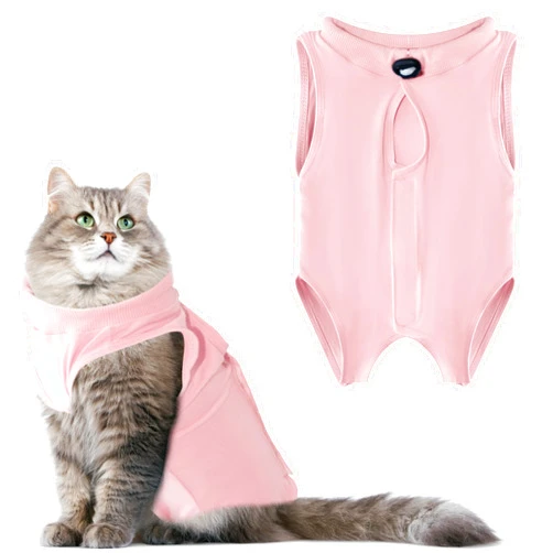 LIEVUIKEN Cat Recovery Suit Anti Licking, Cat Surgery Recovery Suit Female Cats Kitten Onesie After Spay, Cone of Shame Alternative, Post- Surgery Kitten Surgical Clothes for Abdominal Wounds(Pink,M)