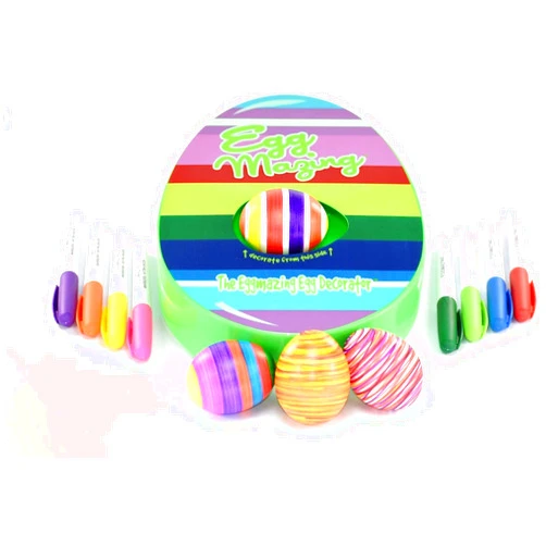 The Eggmazing Egg Decorator The Original Easter Egg Decorator Kit - Arts and Crafts Set - Includes Egg Decorating Spinner and 8 Colorful Quick Drying Non Toxic Markers [Packaging May Vary]