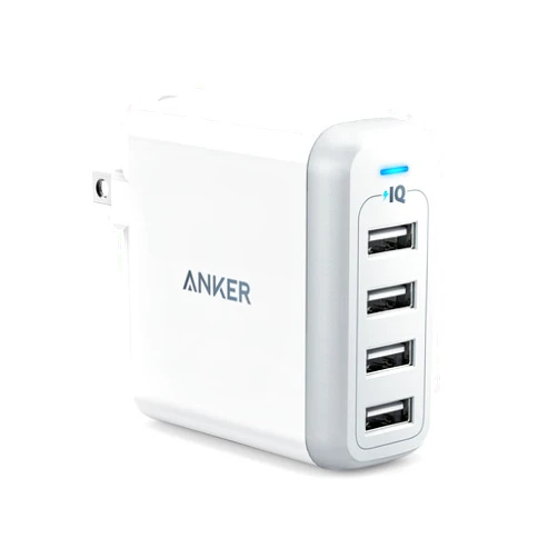 Anker Charger, 40W 4-Port USB Phone Charger with Foldable Plug, PowerPort 4 for iPhone 14/Pro/Pro Max/13/12, iPad Pro/Air/Mini, Galaxy S23/S22/S21, Note 20 Ultra, LG, Nexus, HTC, and More