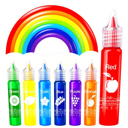 Limino Food Coloring Set - Rainbow Edible Food Color Dye for Baking, Cake Decorating, Royal Icing, Cookie, Fondant and Macaron - 7 x 15g Food Grade Liquid Food Coloring Kit for DIY Slime and Crafts Making