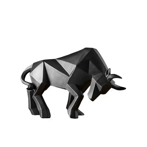 Peosaard Bull Statue, 14 inches Resin Bulls Sculpture, Home Decor Stock Market Lucky Statues, Abstract Figurine Business Gift Home Decoration Modern Accessories (Black), Resin Sculpture