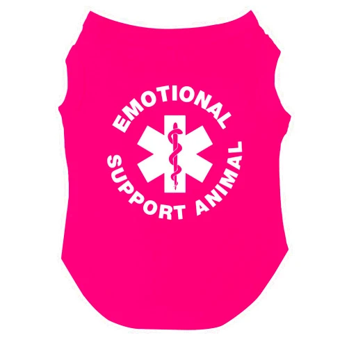 Tees & Tails Emotional Support Animal Dog Tee Shirt Sizes for Puppies, Toys, and Large Breeds (209 Hot Pink, Medium)