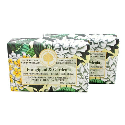 Wavertree & London Frangipani Gardenia (2 Bars), 7oz Moisturizing Natural Soap Bar, French -Milled and enriched with Shea Butter