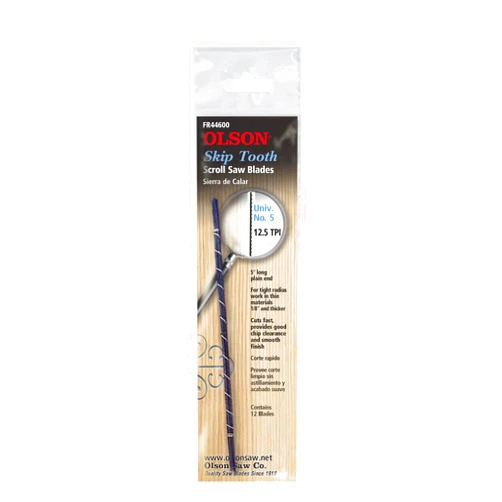 OLSON SAW FR44600 Skip Tooth 12.5 TPI Scroll Saw Blade, Black, 0.038 x 016-Inch