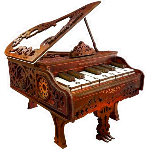 Fisca 3D Wooden Puzzles for Adults, 236pcs Playable Piano Model Kit 1:20 Scale Building Puzzles Wooden Music Box, Mechanical 3D Puzzles Musical Instrument, Creative Finger Piano Desk Decor Unique Gift