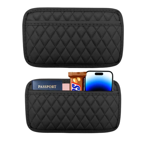 Gasedin 2 PCS Car Side Pocket Organizer, Leather Adhesive Auto Side Seat Back Storage Pocket, Waterproof Phone Document Sunglasses Holder Vehicle Gap Filler Pouch, Car Accessories (Large)