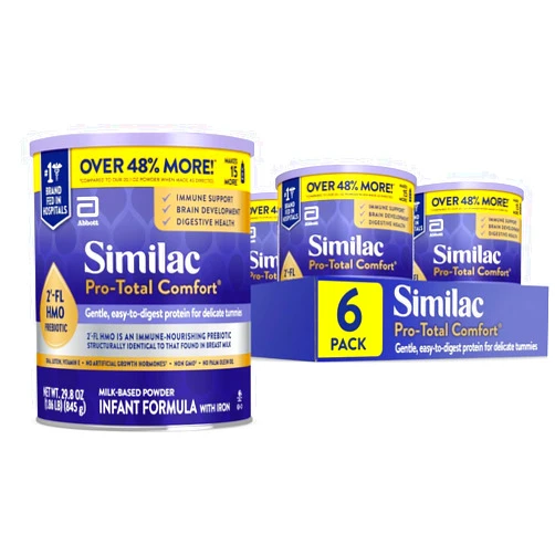 Similac Pro-Total Comfort Infant Formula With Iron, Gentle, Easy-to-Digest Formula, Has 2'-FL HMO for Immune Support, Non-GMO, Baby Formula Powder, 29.8-oz Value Can, Pack of 6