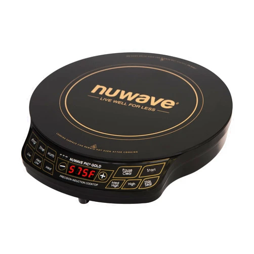 Nuwave Gold Precision Induction Cooktop, Portable, Large 8” Heating Coil, 12” Shatter-Proof Ceramic Glass Surface, 51 Temp Settings from 100°F - 575°F, 3 Watt Settings 600, 900, & 1500 Watts (Renewed)