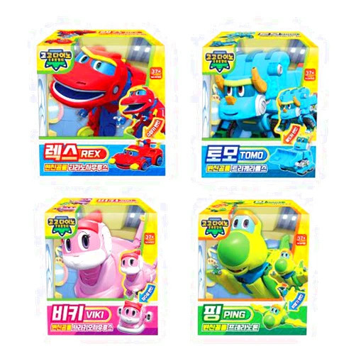 Chooyoung [GOGO DINO] (Gift Packing) Two-stage Transformation Dinosaur Robot Mini size 4-piece set(REX, TOMO, VIKI, PING) / Dinosaur, car, airplane, submarine mode transformable [parallel import goods]