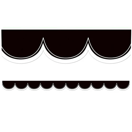 Teacher Created Resources Black with White Scalloped Die-Cut Border Trim