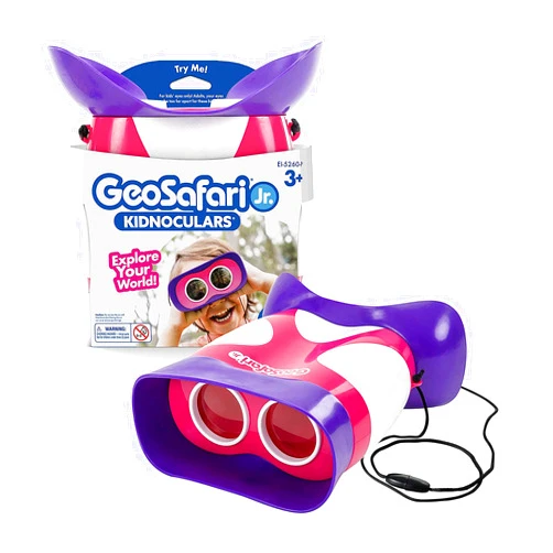 Educational Insights GeoSafari Kidnoculars Pink - Toy Binoculars for Kids, Outdoor Toys for Kids Ages 4-8, Toddler Camping and Nature Toys, Lightweight Binoculars with Neck Strap, Bird Watching Gear