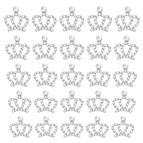 Abeillo 20 Pieces Rhinestone Crown Embellishments, Mini Crown Charms for Jewelry Making, Flatback Crystal Crown Charm for DIY Crafts Keychain Earrings Present Decoration